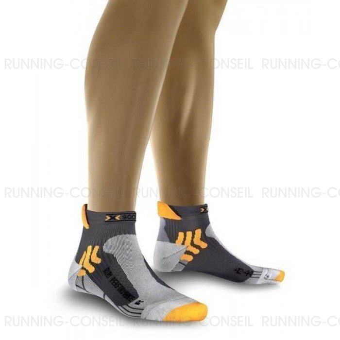 X-Socks Chaussettes Run Performance Noir/Gris/Orange