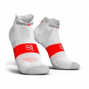 COMPRESSPORT Chaussettes PRO RACING SOCKS V3.0 ULTRALIGHT RUN LOW Blanches et Rouge